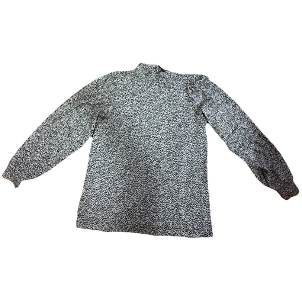 LOFT Women’s Leopard Print Pullover Turtleneck Shirt Puff Sleeves Size Small